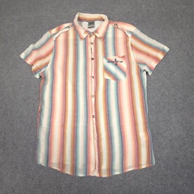 Vtg 55DSL Shirt Mens LARGE red Short Sleeve Button up DIESEL collared Size L