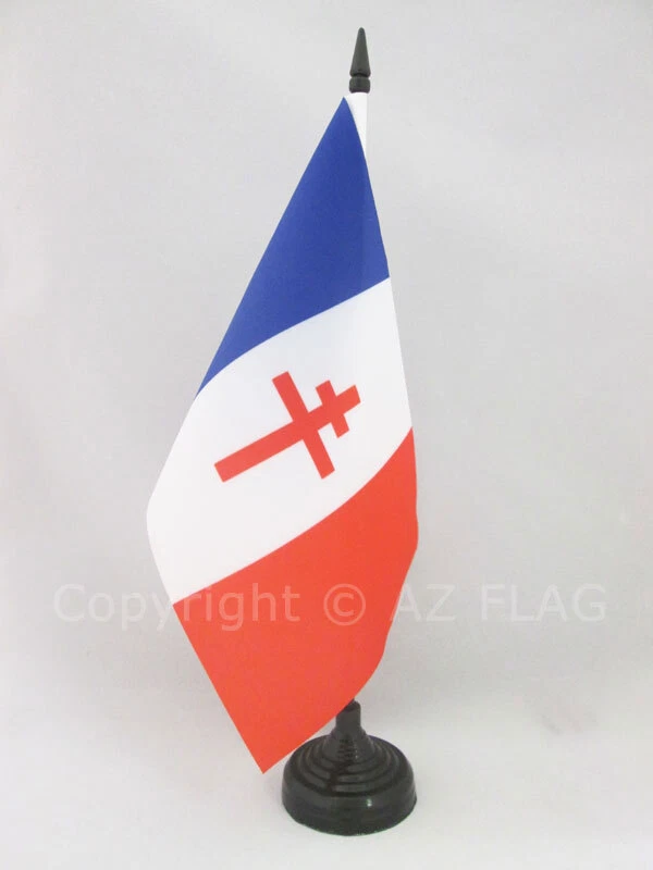 AZ FLAG DRAPEAU DE TABLE FRANCE LIBRE 1940-1944 21x14cm - PETIT DRAPEAUX DE BUREAU FRANÇ
