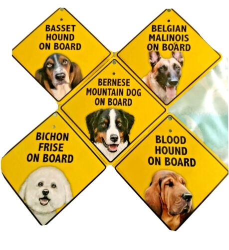 Dog Window Sign Dog on Board For Vehicle Suction Cup Many Breeds in Stock in USA - Picture 1 of 12