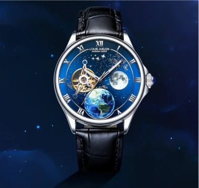 未使用〈タンタン青い蓮Le Lotus bleuオルゴール〉 Louie Juelen mens/womens/unisex watch. Automatic/Blue dial