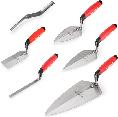 6PC Masonry Hand Tool Set - 11'' X 5-1/2'' Philadelphia Brick Trowel, 2PC Pointing