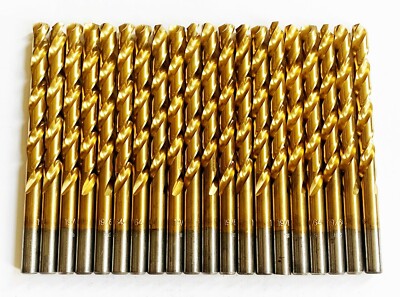 20 DISSTON TITANIUM 19/64'' HIGH SPEED STEEL DRILL BITS SPLIT POINT METAL GOLD