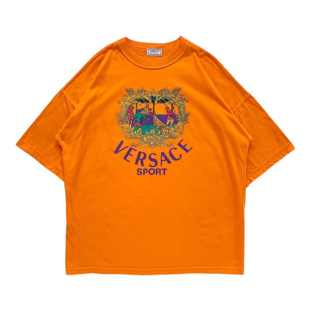 VERSACE SPORT Glitter Logo Print T-shirt 48 Orange Men | eBay