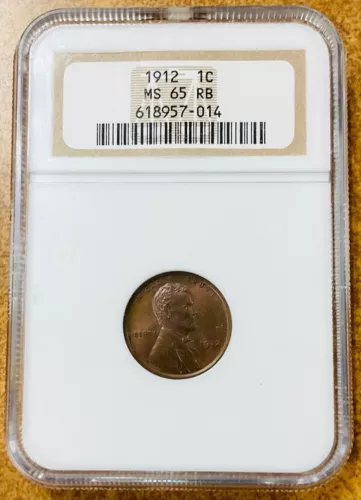 1912 P NGC MS65 RB Lincoln Wheat Cent