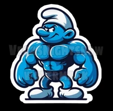 Smurfs Hefty Smurf Ai Art 3.5 Inch Vinyl Sticker UV & Waterproof indoor/outdoor 