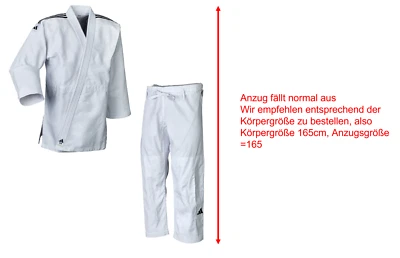 Judoanzug adidas® Contest, Training + Wettkampf, blau/weiß, 650 g/m², 150-200