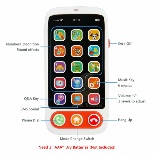 Music Touch Phone Toy Mobile Education Phone Shape Toy for Baby Kids Children - Picture 6 of 12
