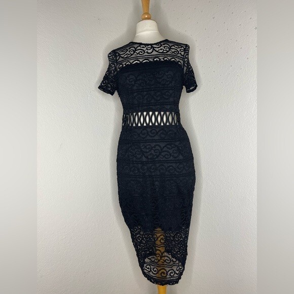 black lace bandeau dress Shore Linen Panelled Bandeau Lace Maxi Dress - Shore linen black main image 1
