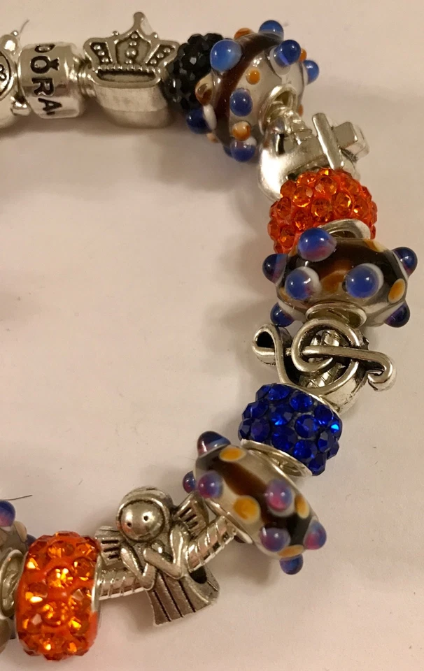 ❤️Pandora CHARM BEADS BRACELET Sterling Silver Chain Red & Blue European Beads❤️ - Image 3 of 4