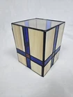 Vtg Tiffany Style Stained Glass Votive Candle Holder Hurricane Planter Yahrzeit