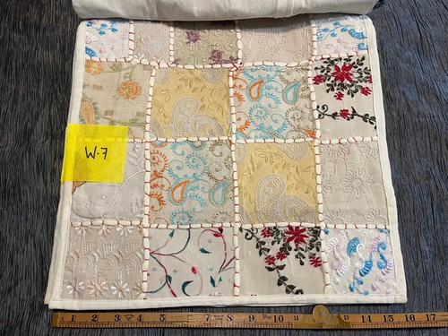 One of a Kind White Patchwork cushion covers, COVER ONLY. Zipper, 16"x16", - Picture 19 of 32