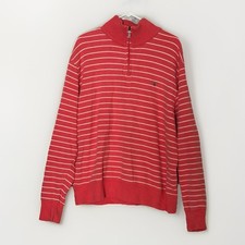 Gant Zip Neck Classic Striped Pink Warm Lounge Winter Jumper Size XL Quarter Zip