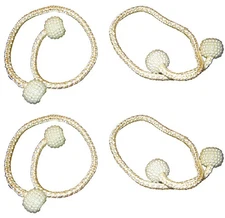SET OF 4 MAGNETIC CURTAIN TIE BACKS 18" LONG CREAM COLORED W/ PEARLIZED ENDS