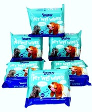 6x Feuchtt&uuml;cher Pfleget&uuml;cher Reinigungst&uuml;cher Hund Katze Haustier wet wipes 180