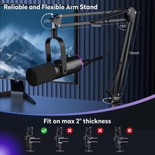 Professional XLR/USB Podcast Microphone with Mute, Reverb Boom Arm