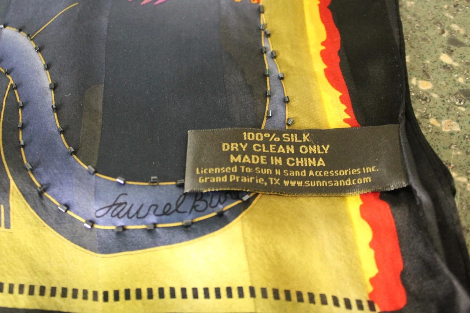 Laurel Burch 100 % seda de colección bufanda para gato con cuentas de corneta para pájaros tropicales Foto 3 de 4