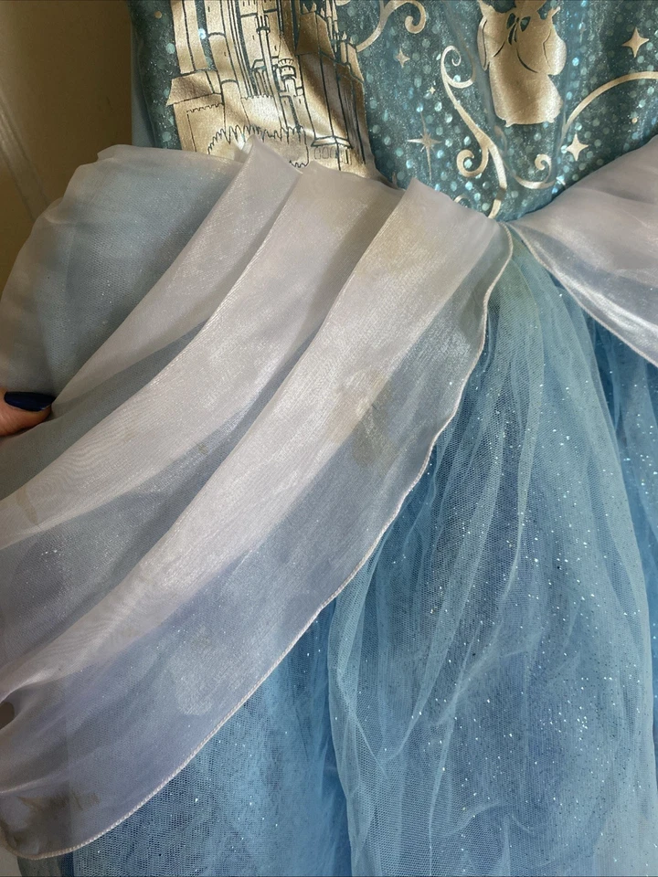 Disney Store Blue Cinderella Princess Dress Gown Costume Kids Size 9/10 - Image 2 of 4