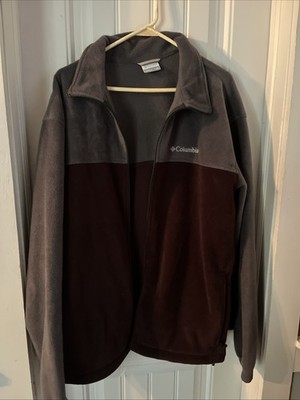 XXL Fully Zip Gray/Maroon Fleece Columbia Jacket