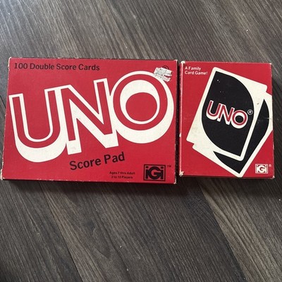 UNO Card Game 1983 Complete Box Instructions 1978 Score Pad Box Family Night  