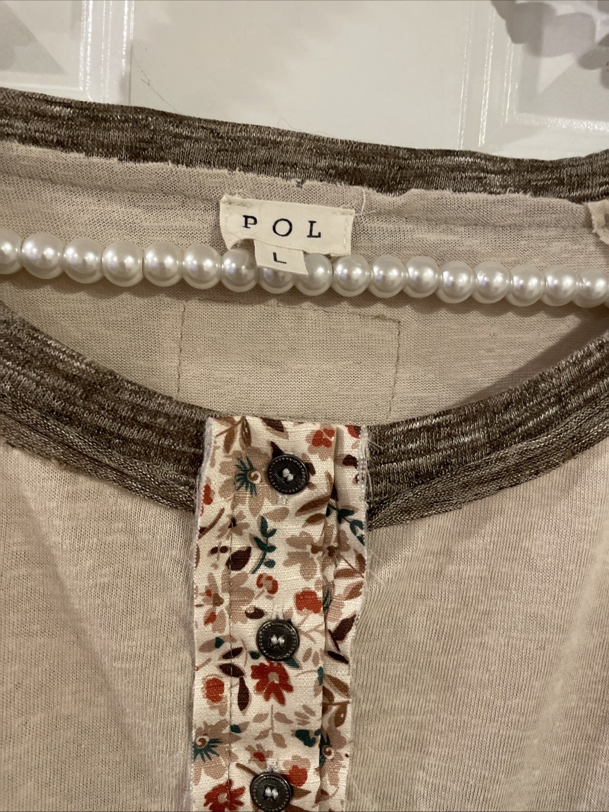 POL Top Size Large Patchwork Flared Floral Sleeve… - image 5