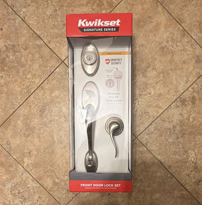 Kwikset Shelburne x Tustin Lever + Deadbolt Satin Nickel SmartKey Microban