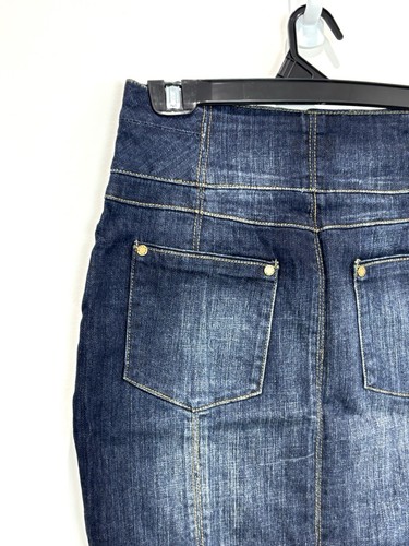 Falda vaquera Witchery para mujer 6 azul desteñido cintura alta hasta la rodilla lápiz elástico - Imagen 4 de 11