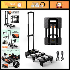 Heavy Duty Folding Hand Truck 500lbs, Portable Dolly Cart with 6 Wheels  Ropes