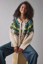 NWT BDG Urban Outfitters Becca Fair Isle Brushed Knit Oversized Cardigan Med