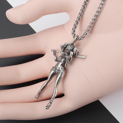 Versilberter Baseball Spieler Anhänger Kette Unisex modisch Geschenk