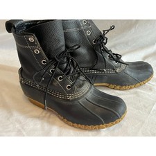L.L. Bean Black Leather Bean Boots Duck Boots 8" Unlined USA Women's Size 6
