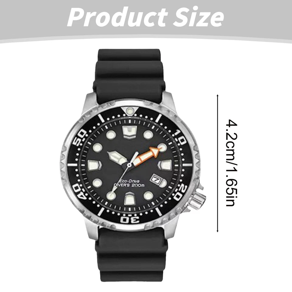 Reloj de cuarzo C#itizen-Promaster-Estilo para hombre 3 manecillas fecha bisel giratorio esfera negra Foto 4 de 4