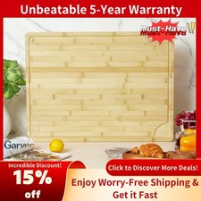 24x18 Inch Bamboo Cutting Board Extra Large with Juice Groove Handles