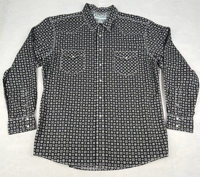 Cinch Western Shirt Men's 2Xl Modern Fit Black Geo Print Pearl Snap Cowboy