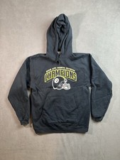 Vtg Reebok Pittsburgh Steelers Hoodie Mens Medium Black 2008 AFC North Champion