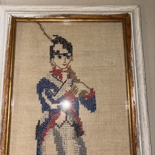 2 Vintage Continental Armies 1776 Cross Stitch Mid Century Modern Framed - Picture 7 of 10
