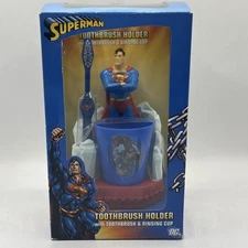 RARE Superman Toothbrush Holder, Toothbrush, and Rinse Cup. UNOPENED AND SEALED