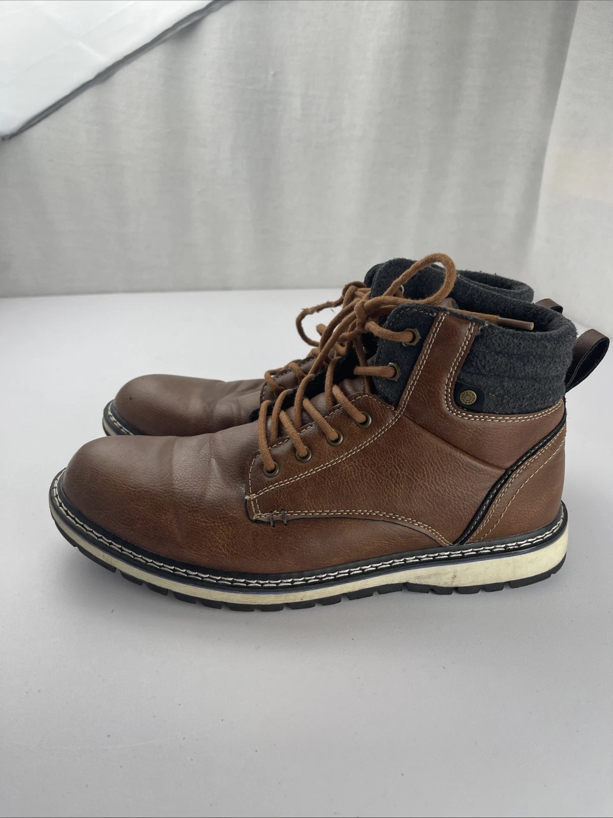 Invito Work, Hiking Boots Faux Leather Lined Size 44 EUR 10 US Mens Brown Black