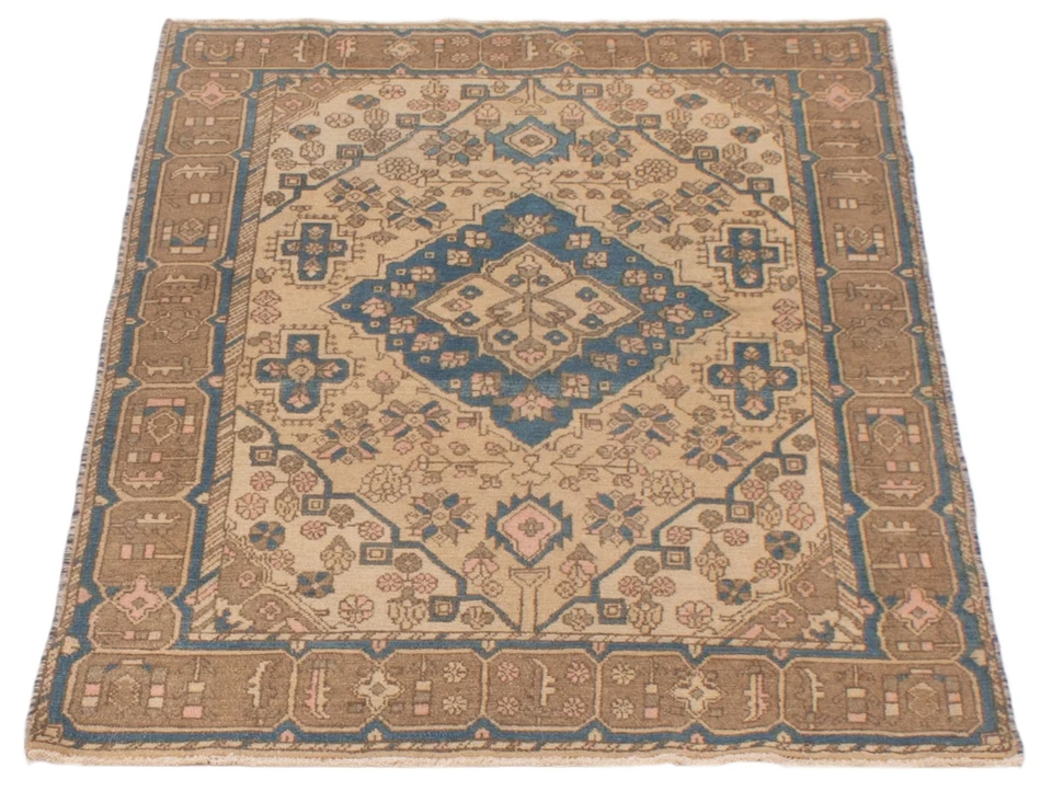 Alfombra tradicional vintage anudada a mano de 3'9" x 5'5" alfombra de lana oriental Foto 3 de 4