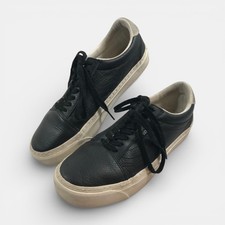 VANS Off The Wall Old Skool Lux Black Leather Lace Up Shoes Mens 6.5 Womens 8