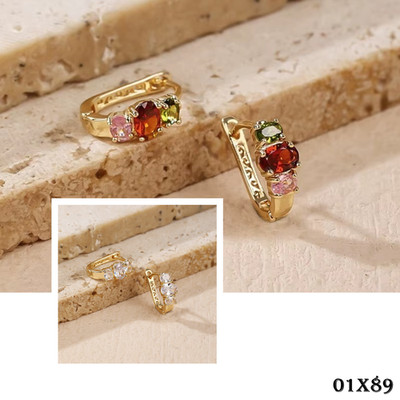 Damen Huggies Creolen Ohrringe 18 K Gold vergoldete Zirkonia Ohrringe-Creolen