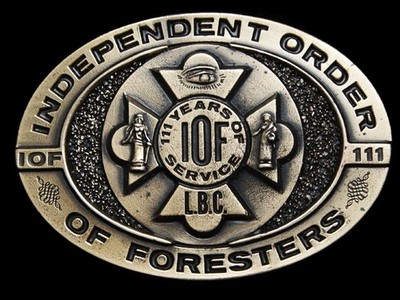 MF01118 *NOS* VINTAGE 1980s **INDEPENDENT ORDER OF FORESTERS** 111 YEARS BUCKLE