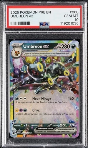 2025 POKEMON PRE EN-PRISMATIC EVOLUTIONS #060 UMBREON EX PSA 10