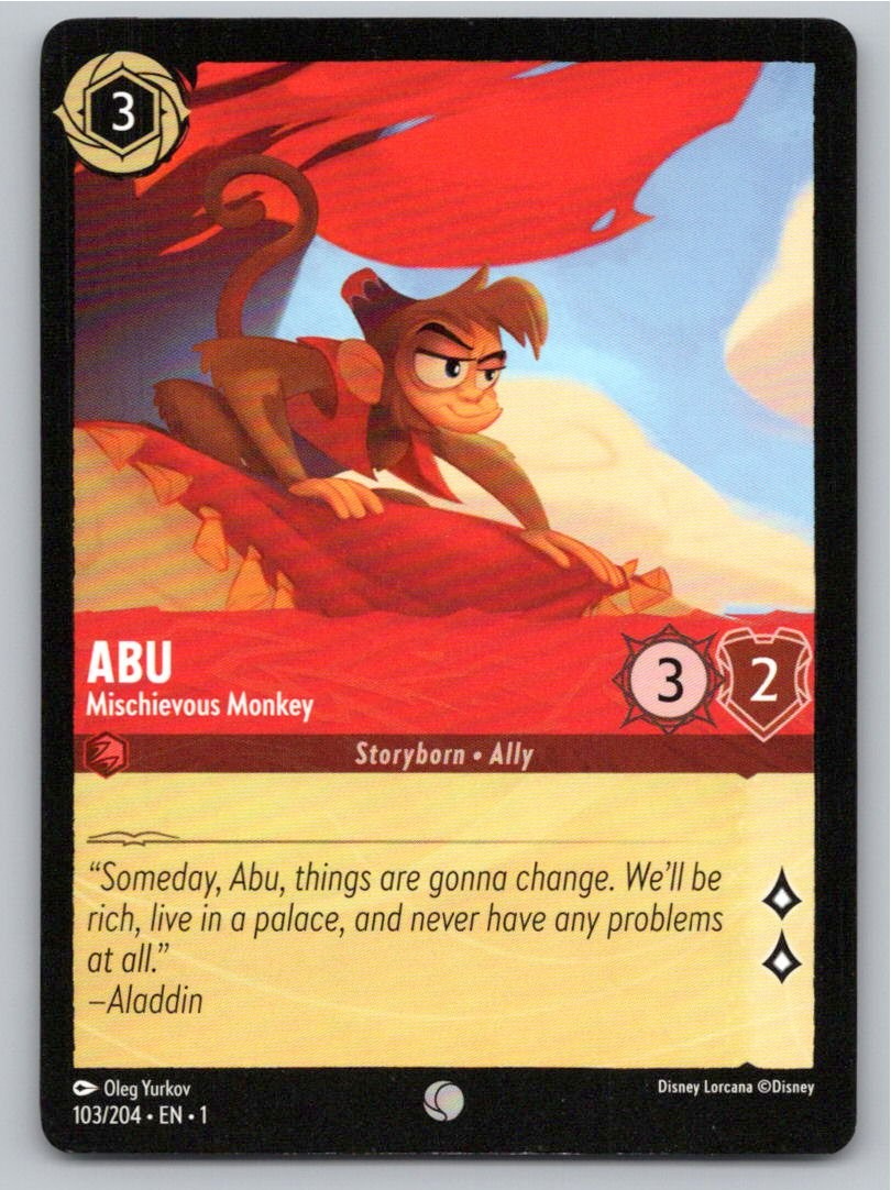 LORCANA ABU - MISCHIEVOUS MONKEY THE FIRST CHAPTER 103/204 NM A54467 FREE S&H
