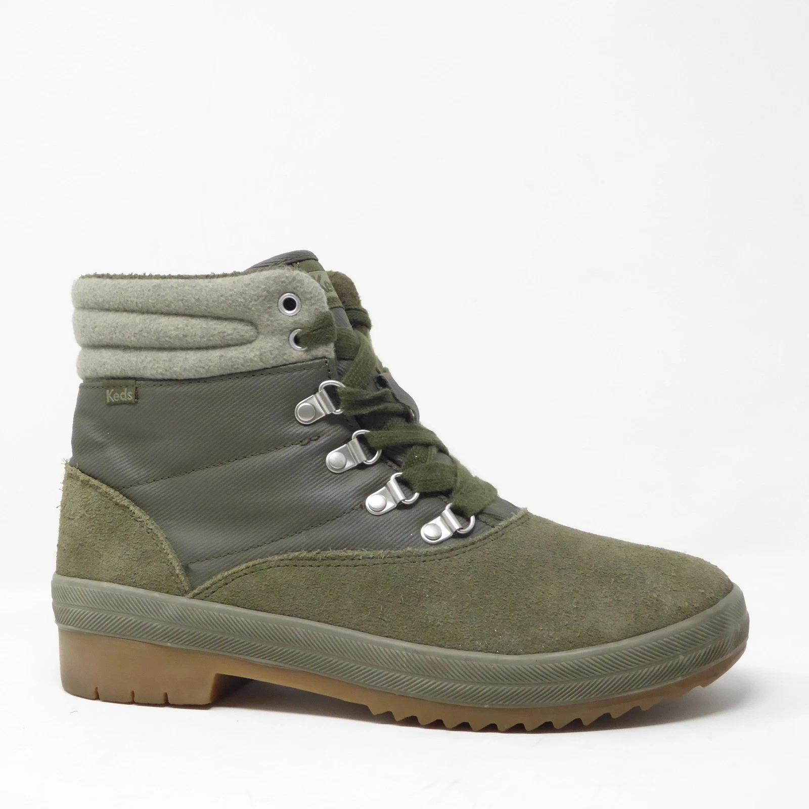 Keds Womens WH65280 Olive Suede & Splash Twill Camp Lace Up Boots Size 9