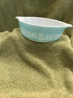Vintage Pyrex 171 Turquoise White Amish Butterprint Casserole Dish