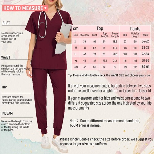 Female Scrub Set Professional Machine Washable L Navy Blue - Picture 3 of 7