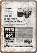 1958 Petri Vintage Film Camera Advertisement Retro Look Metal Sign C1552