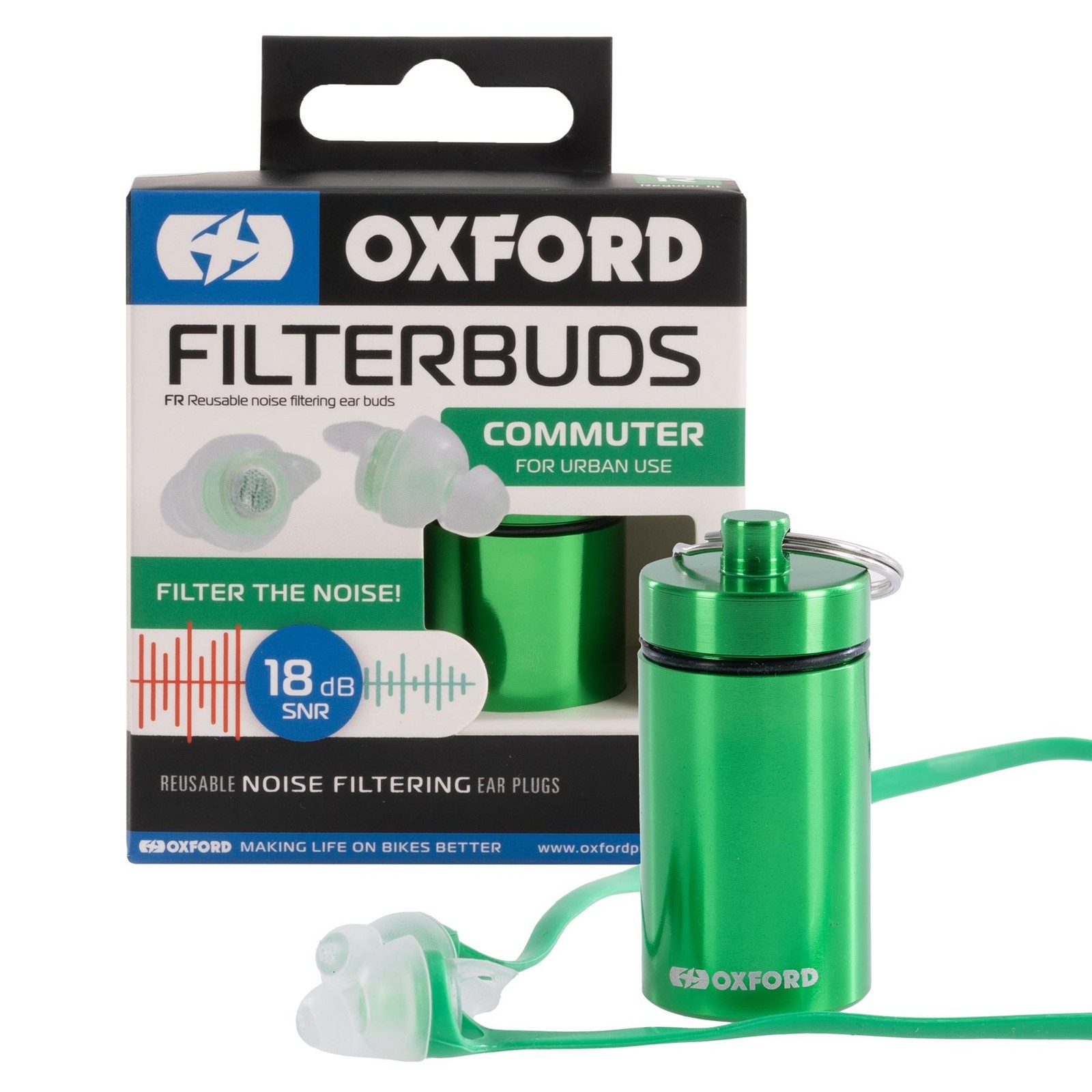 Oxford FilterBuds Motorcycle Motorbike Ear Plugs Hypoallergenic Commuter 2 Pack