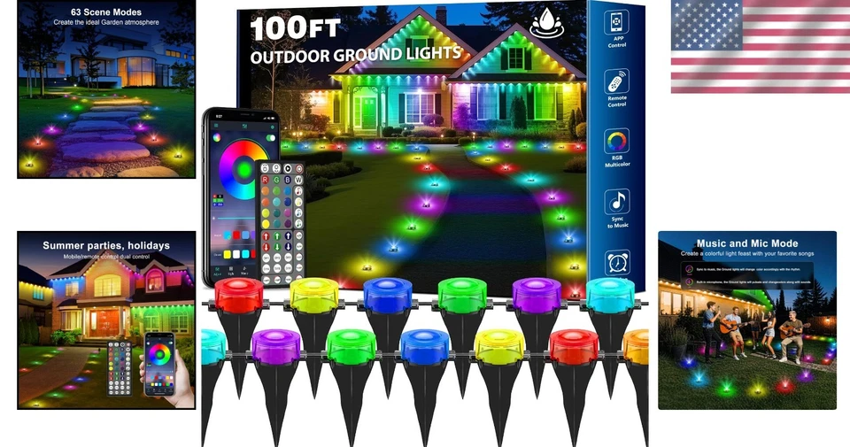 RGB Pathway Lights 100ft - Remote Controlled - Image 2 of 4