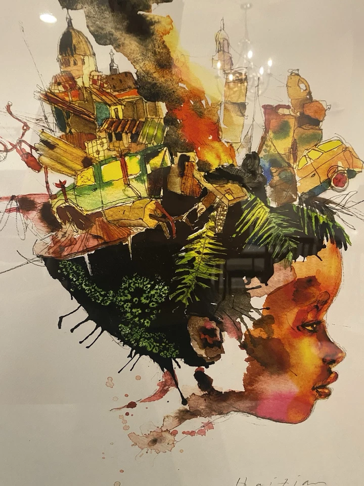 David Choe RARA impresión artística niña haitiana 2010 firmada de 49 limitada Foto 2 de 4